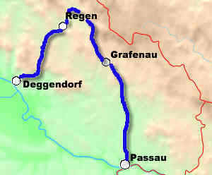 Landkarte Deggendorf - Passau