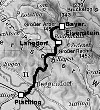 Karte Plattling - Bayer. Eisenstein