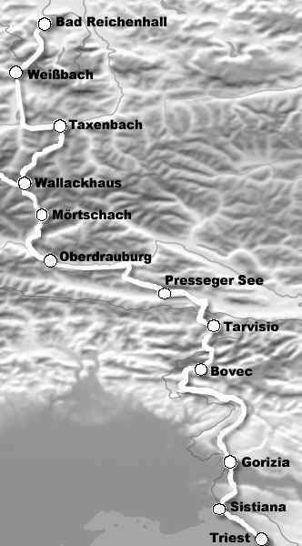 Landkarte Bad Reichenhall - Triest