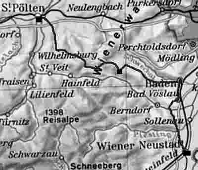 Karte St. Pölten - Wiener Neustadt